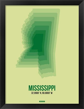 Framed Mississippi Radiant Map 3 Print