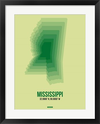 Framed Mississippi Radiant Map 3 Print