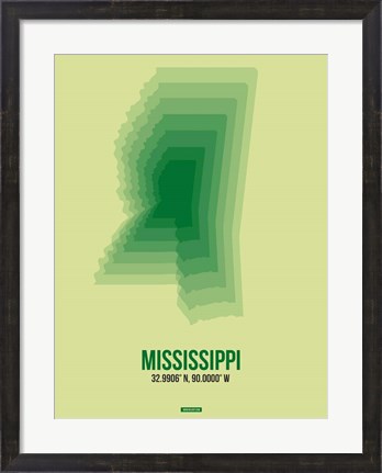 Framed Mississippi Radiant Map 3 Print