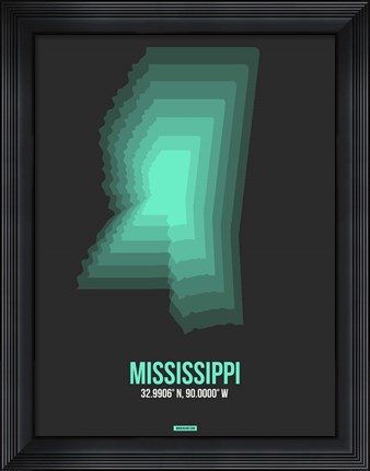 Framed Mississippi Radiant Map 4 Print