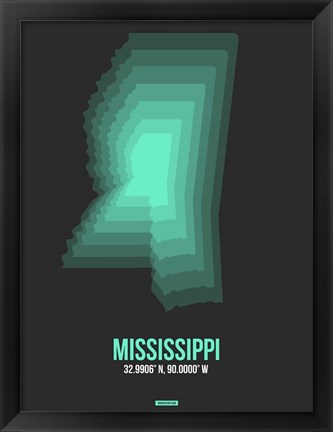 Framed Mississippi Radiant Map 4 Print