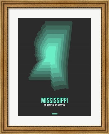 Framed Mississippi Radiant Map 4 Print
