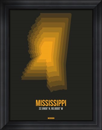 Framed Mississippi Radiant Map 5 Print
