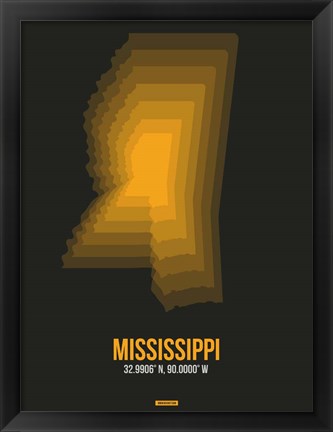 Framed Mississippi Radiant Map 5 Print