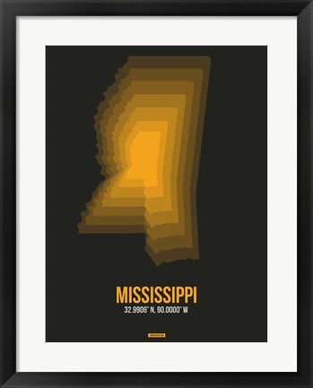 Framed Mississippi Radiant Map 5 Print