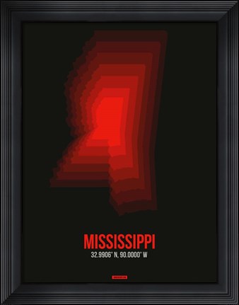 Framed Mississippi Radiant Map 6 Print