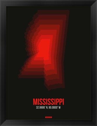 Framed Mississippi Radiant Map 6 Print