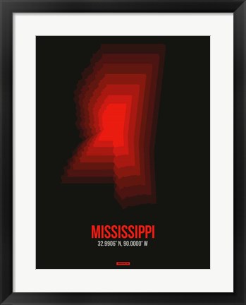 Framed Mississippi Radiant Map 6 Print