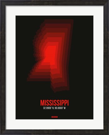 Framed Mississippi Radiant Map 6 Print