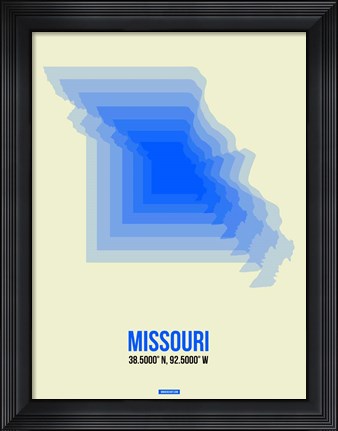 Framed Missouri Radiant Map 1 Print