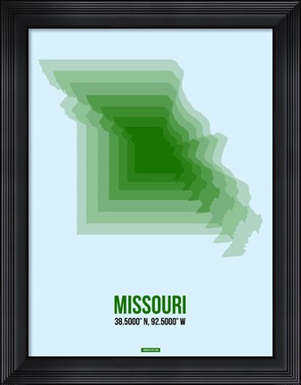 Framed Missouri Radiant Map 2 Print
