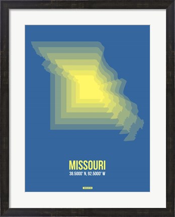 Framed Missouri Radiant Map 3 Print