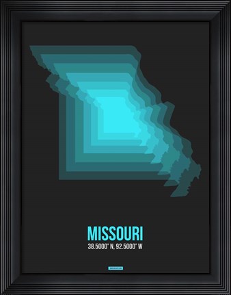 Framed Missouri Radiant Map 5 Print