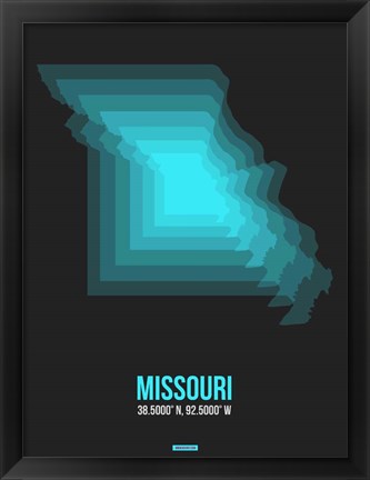 Framed Missouri Radiant Map 5 Print