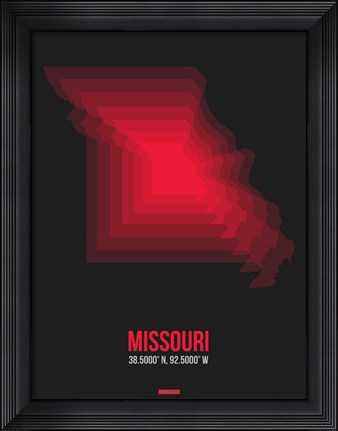 Framed Missouri Radiant Map 6 Print