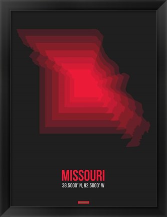 Framed Missouri Radiant Map 6 Print