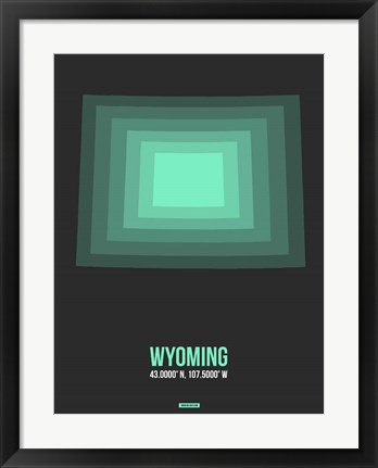 Framed Wyoming Radiant Map 4 Print