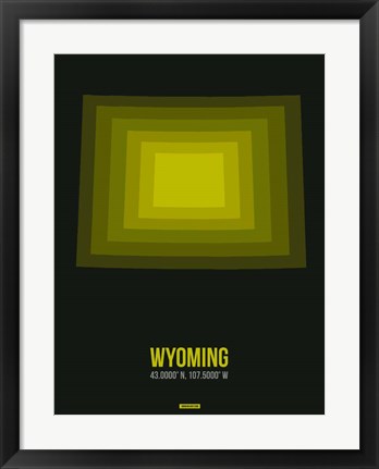 Framed Wyoming Radiant Map 6 Print