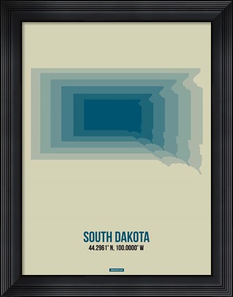 Framed South Dakota Radiant Map 2 Print