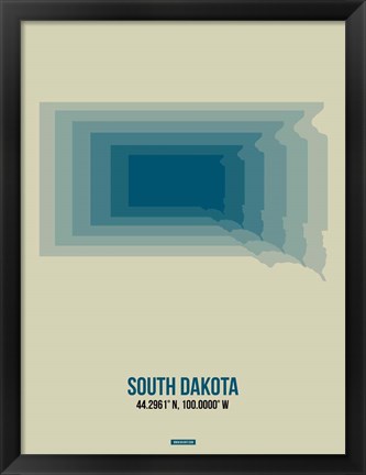 Framed South Dakota Radiant Map 2 Print
