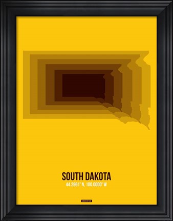 Framed South Dakota Radiant Map 3 Print