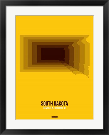 Framed South Dakota Radiant Map 3 Print