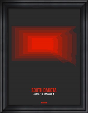 Framed South Dakota Radiant Map 4 Print
