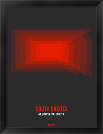 Framed South Dakota Radiant Map 4 Print