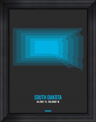 Framed South Dakota Radiant Map 5 Print