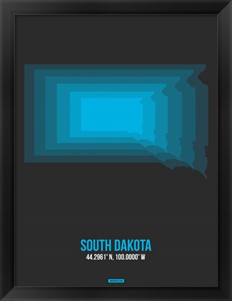 Framed South Dakota Radiant Map 5 Print