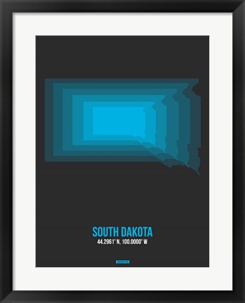 Framed South Dakota Radiant Map 5 Print