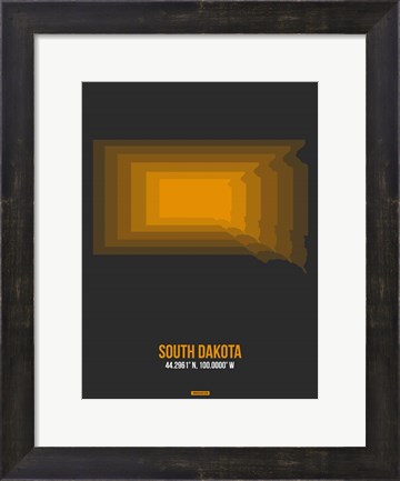 Framed South Dakota Radiant Map 6 Print