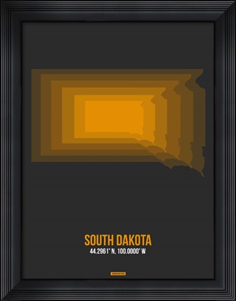 Framed South Dakota Radiant Map 6 Print