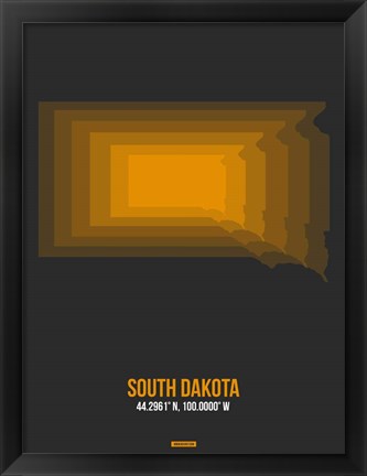 Framed South Dakota Radiant Map 6 Print