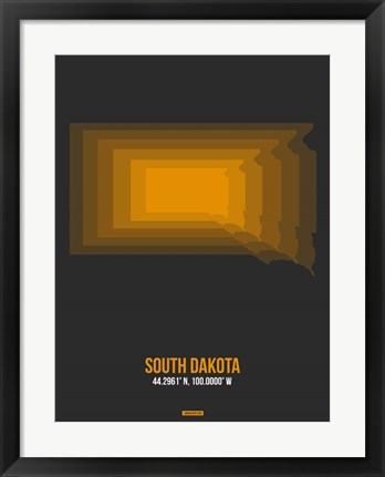 Framed South Dakota Radiant Map 6 Print