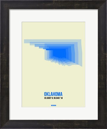 Framed Oklahoma Radiant Map 1 Print