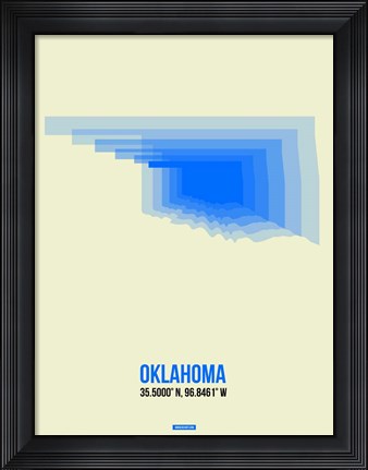 Framed Oklahoma Radiant Map 1 Print