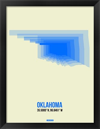 Framed Oklahoma Radiant Map 1 Print