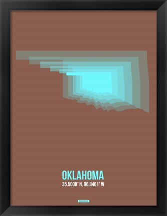 Framed Oklahoma Radiant Map 2 Print