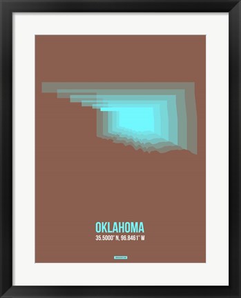 Framed Oklahoma Radiant Map 2 Print