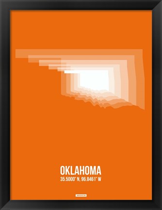 Framed Oklahoma Radiant Map 3 Print