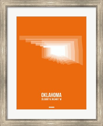 Framed Oklahoma Radiant Map 3 Print