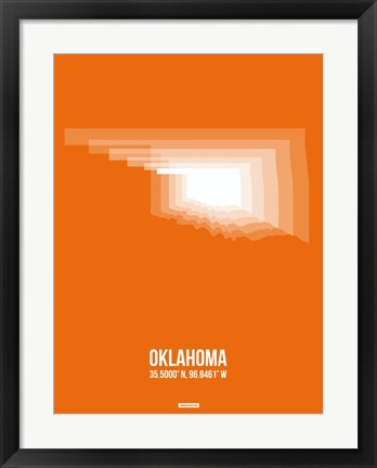 Framed Oklahoma Radiant Map 3 Print