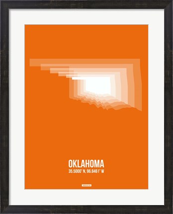 Framed Oklahoma Radiant Map 3 Print