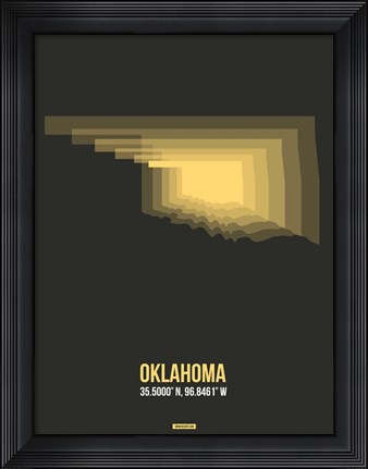 Framed Oklahoma Radiant Map 4 Print