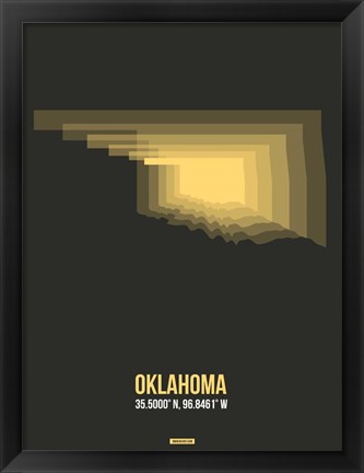 Framed Oklahoma Radiant Map 4 Print