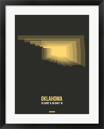 Framed Oklahoma Radiant Map 4 Print