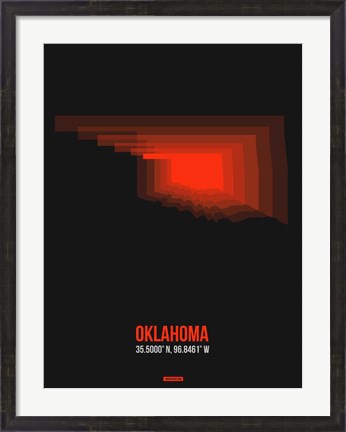 Framed Oklahoma Radiant Map 5 Print