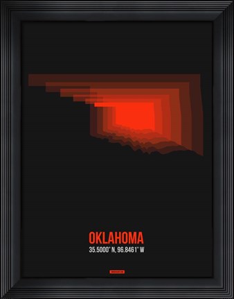 Framed Oklahoma Radiant Map 5 Print