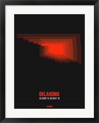 Framed Oklahoma Radiant Map 5 Print